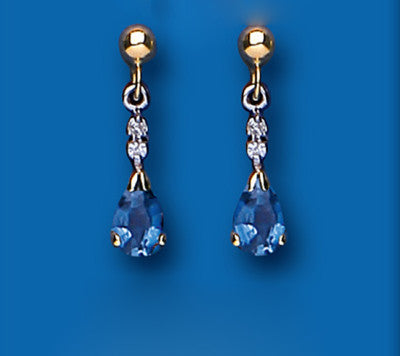 Yellow Gold Diamond and Pear-Cut Kanchan Sapphire Drop Earrings