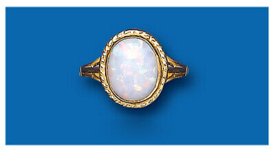 9ct Yellow Gold Opal Ring Oval Solitaire Fully Hallmarked Engagement Anniversary