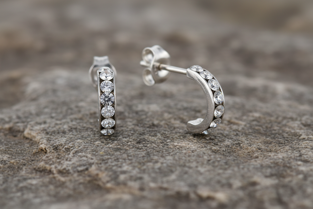 Men's Earring Hoop Gents Solid Sterling Silver