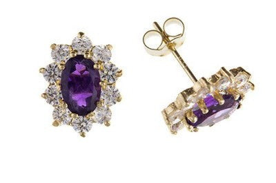 Elegant Amethyst Jewellery Set in Yellow Gold – Pendant Necklace & Matching Stud