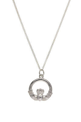 Solid Silver Claddagh Set Pendant and Stud Earrings 925 Hallmark