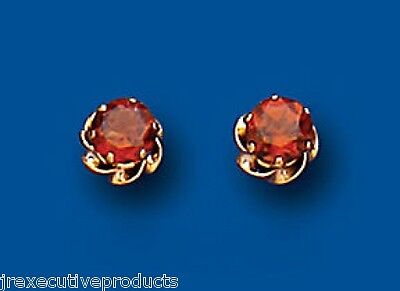 9ct Gold Garnet Stud Earrings 5mm Solitaire Yellow Gold January Birthstone
