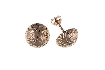 Rose Gold Dome Stud Earrings 10mm 9 Carat 375 Hallmark British Made