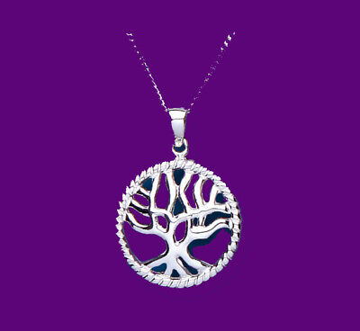 Tree of Life Pendant Sterling Silver 925 Hallmark 16 - 18 " Chain Boxed New