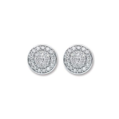 Diamond Round Stud Earrings 18ct White Gold 7mm Diameter 0.25ctw Real Diamonds