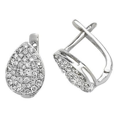 Teardrop Real Diamond Earrings 9ct White Gold Lever Back 0.50ctw