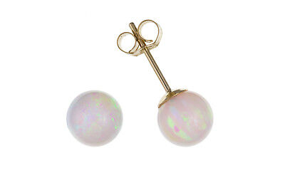 9ct Gold Opal Earrings Solitaire Stud Yellow Gold October Birthstone Hallmarked