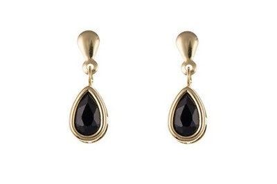 Natural Sapphire Pendant and Matching Earrings Teardrop Set Solid Yellow Gold