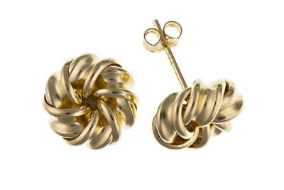 Yellow Gold Knot Stud Earrings 7mm 9 Carat Studs British Made