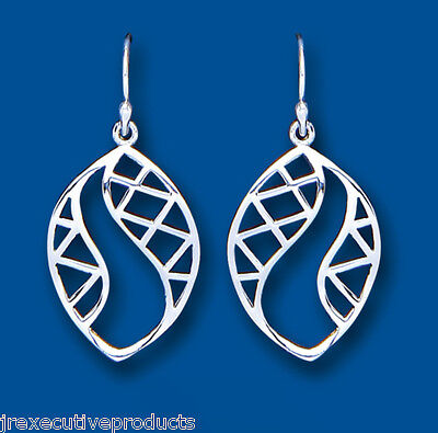 Solid Silver Leaf Earrings Drop Drops 925 Hallmark