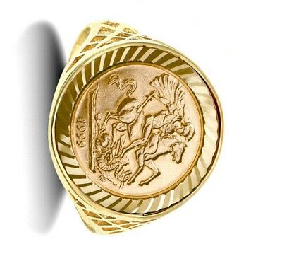 9ct Yellow Gold 10th St George Ring Fully Hallmarked