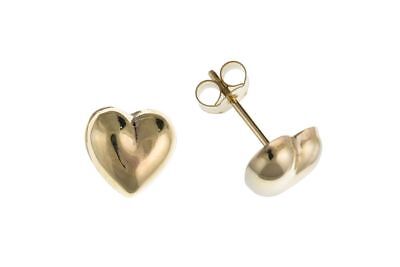 9ct Heart Stud Earrings Yellow Gold Plain Hearts Studs British Made