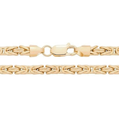 18ct Gold Byzantine Chain on Solid Sterling Silver 22" British Made Hallmarked