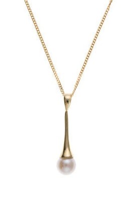 Elegant Yellow Gold Freshwater Pearl Jewellery Set – Matching Pendant & Earrings
