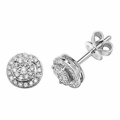 9ct White Gold Diamond Halo Stud Earrings 0.24ctw