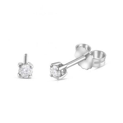 Real Diamond Solitaire Earrings 9ct White Gold Studs 0.15ctw Mined Diamonds