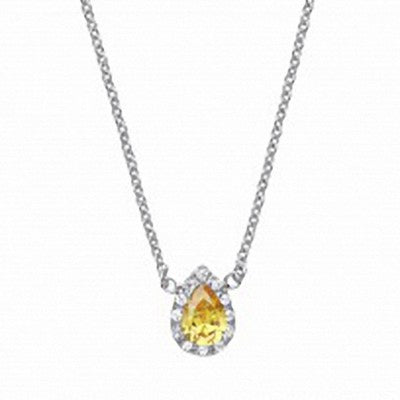 Yellow Sapphire Silver Necklace Sparkling Gemset Pendant 925 Hallmark