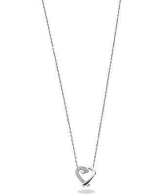 Elegant Diamond Heart Pendant Necklace 9ct White Gold 18" Love Jewellery Gift