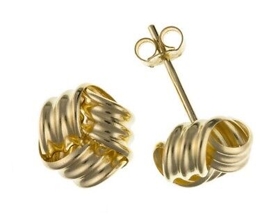 Yellow Gold Knot Stud Earrings Solid 9 Carat Studs 5mm British Made