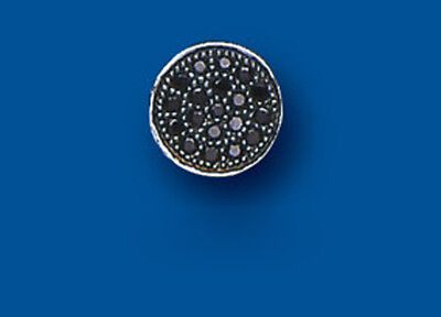 Men's Earring Black Gemstone Pave Stud Solid Sterling Silver Gents