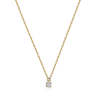 Yellow Gold Diamond Solitaire Necklace Hallmarked 15-16.5" Chain British Made
