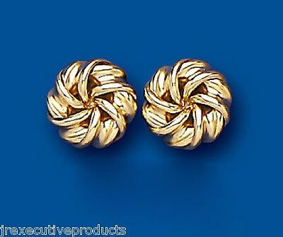 Yellow Gold Knot Stud Earrings Solid 9 Carat Studs 10mm British Made