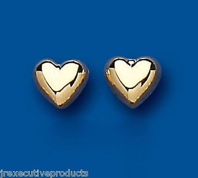 9ct Heart Stud Earrings Yellow Gold Plain Hearts Studs British Made