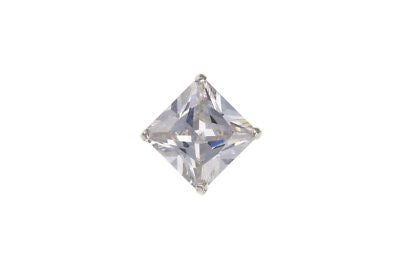 Men's Earring Square Solitaire Gents Solid Sterling Silver Stud