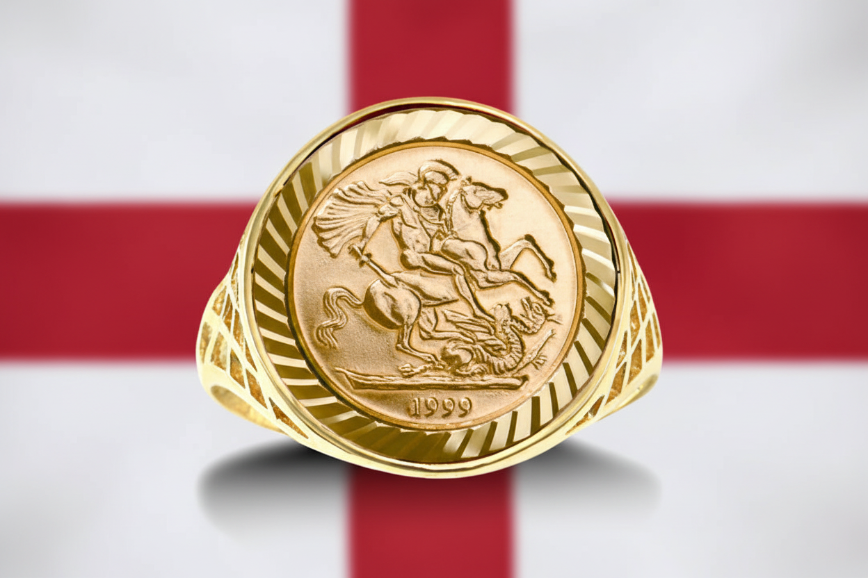 9ct Yellow Gold 10th St George Ring Fully Hallmarked