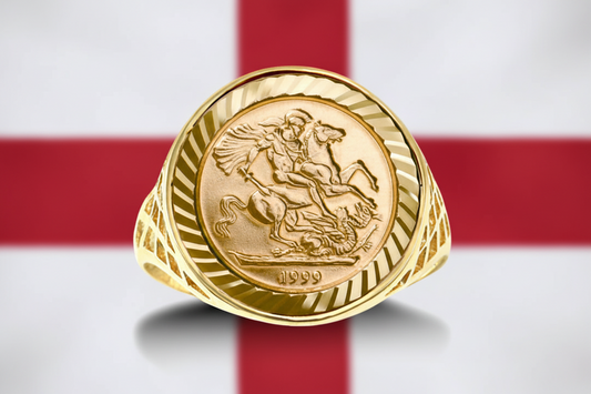 9ct Yellow Gold 10th St George Ring Fully Hallmarked