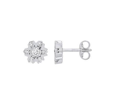 Real Diamond Stud Earrings 9ct White Gold 8.7mm Studs 0.50ctw Mined Diamonds
