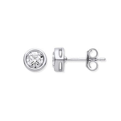 Real Diamond Solitaire Earrings 9ct White Gold 6.4mm Diameter 0.25ctw Diamonds
