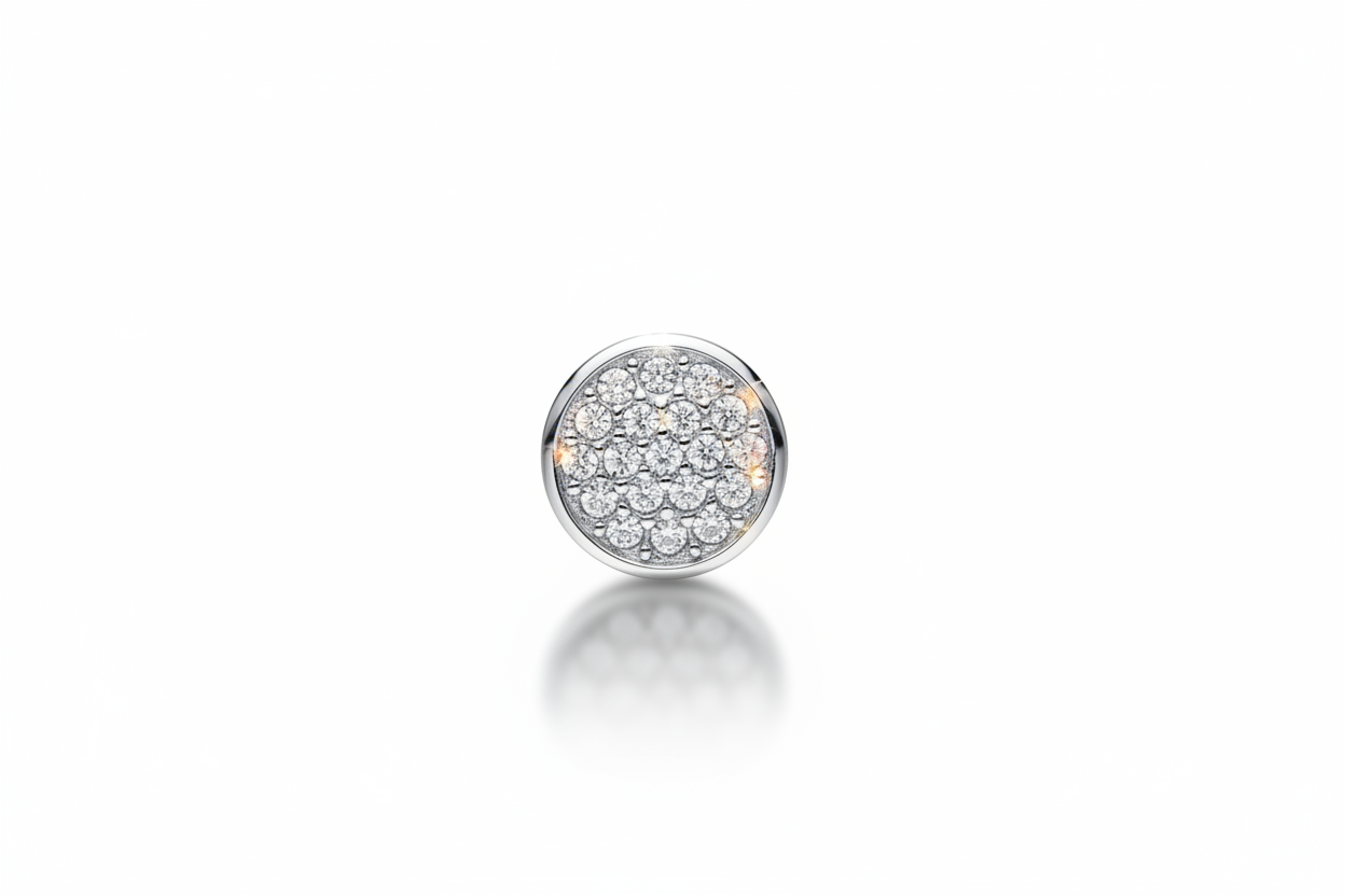 Solid White Gold Men's Earrings Gents Pave Set Gemstone Stud Solid 9ct Gold