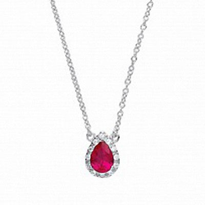 Ruby Pear Silver Necklace Sparkling Gemset Pendant 925 Hallmark
