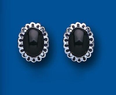 Real Onyx Pendant and Matching Earrings Set Solid Sterling Silver 925 18" Chain