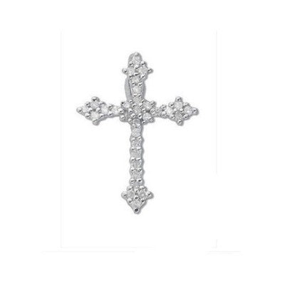 Women's Sparkling Diamond Cross Pendant Necklace White Gold 18" Chain