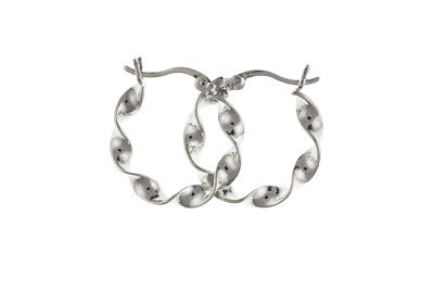 Silver Hoop Creole Earrings Twist Design 22mm 925 Hallmark