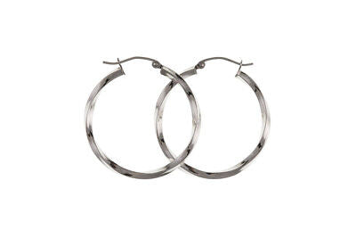 Silver Hoop Creole Earrings Twist Design 19mm Diameter 925 Hallmark
