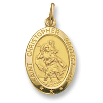 Oval St. Christopher Pendant Yellow Gold Hallmarked British Made