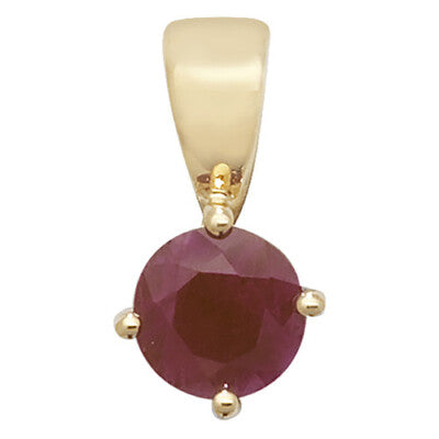 Classic Ruby Solitaire Pendant on Chain with Matching Stud Earrings Yellow Gold