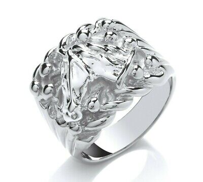 Sterling Silver Gents Horse Head Keeper Ring Gents Fully Hallmarked