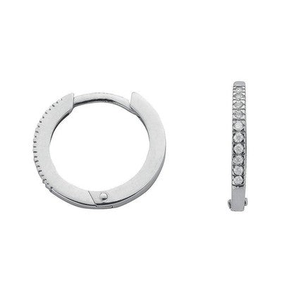 Real Diamond Huggie Earrings 9ct White Gold 16.5mm Diameter 0.11ctw Diamonds