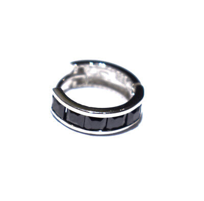 Men's Huggie Hoop Earring Black Gemstone Solid Sterling Silver Gents