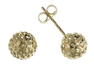 9ct Filigree Ball Stud Earrings Yellow Gold Studs British Made