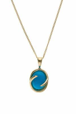 Gold Turquoise Pendant and Earrings Set Solid Yellow Gold Hallmarked