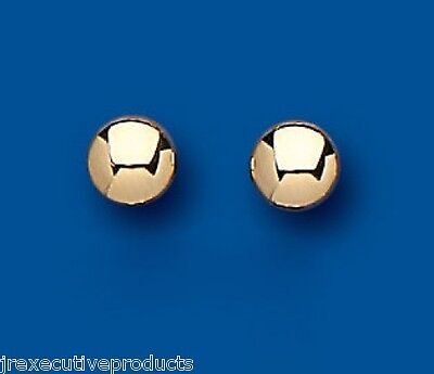 Yellow Gold Bouton Stud Earrings 9 Carat Ball Studs 5mm British Made