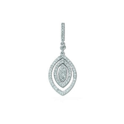 Triple Marquise Cluster Pendant 9ct White Gold Natural Diamond Necklace 18" 45cm