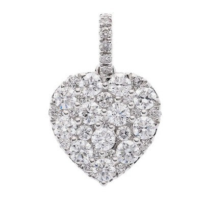 1 Carat Diamond Heart Pendant Necklace 18ct White Gold 18" Chain Real Diamonds