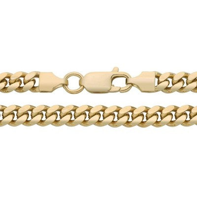 18ct Gold Cuban Chain on Solid Silver 24" 3.5mm Wide British Made Hallmarked