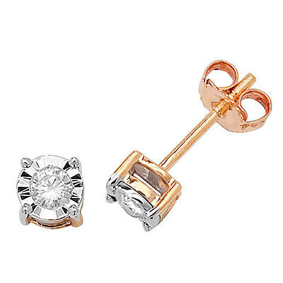 Diamond Solitaire Earrings Yellow Gold Illusion Set 0.20ct Appraisal Certificate